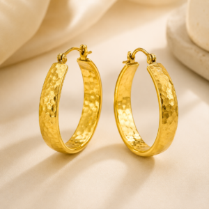 22ct Gold Hammered Hoop Earrings